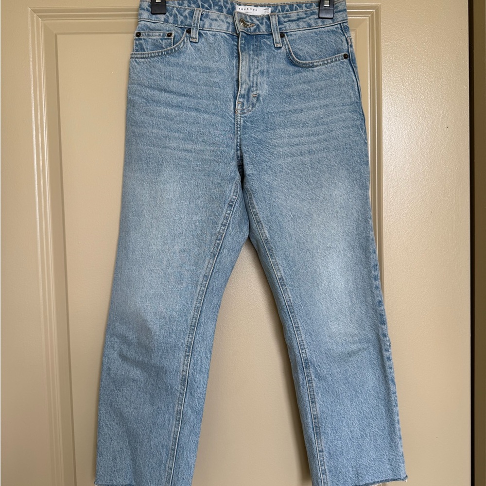 Topshop Petite Light Blue Straight Jeans